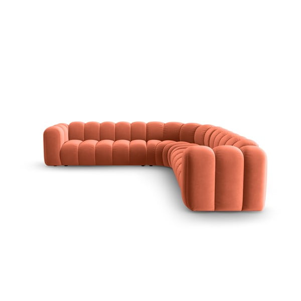 Rozā samta modulārais stūra dīvāns Lupine – Micadoni -image-2