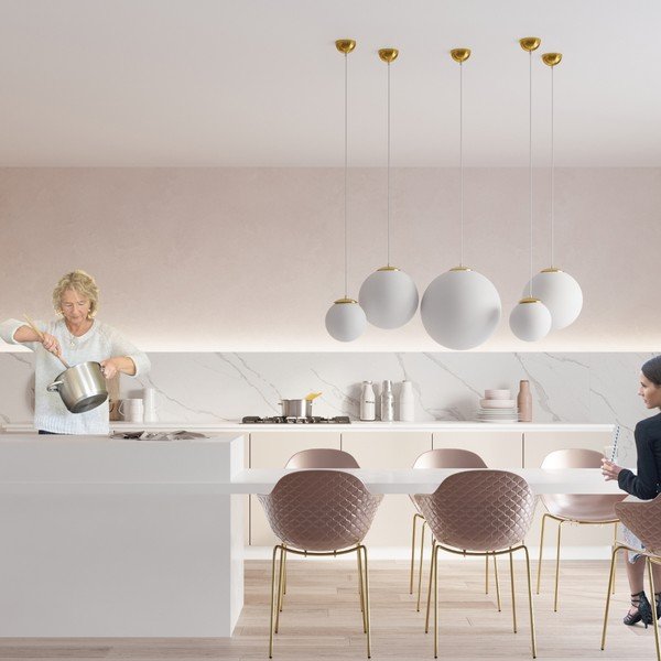 Zelta krāsas piekaramā lampa ar stikla abažūru ø 30 cm Cezab – Sollux-image-4