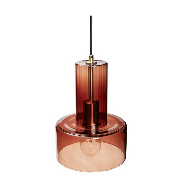 Brūna piekaramā lampa ar regulējamu spilgtumu un stikla abažūru ø 20 cm Ripple – Hübsch-image-2