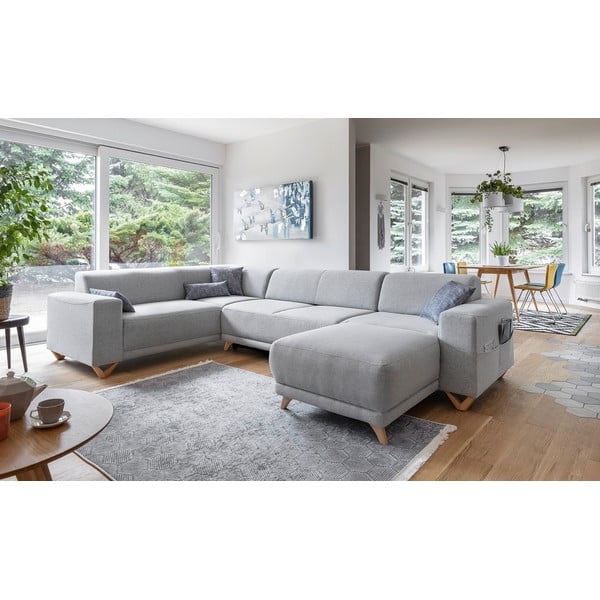 Gaiši pelēks salokāms/ar uzglabāšanas vietu stūra dīvāns (ar kreiso stūri/U veida) Classy Sophie – Miuform-image-3