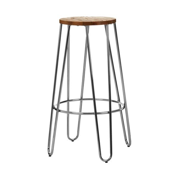 Sudraba krāsas/dabīga toņa gobas masīvkoka bāra taburete (sēdekļa augstums 75 cm) District – Premier Housewares-image-4