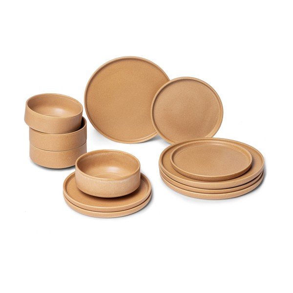 Brūnu keramikas trauku komplekts (12 gab.) Bonami Selection Malia