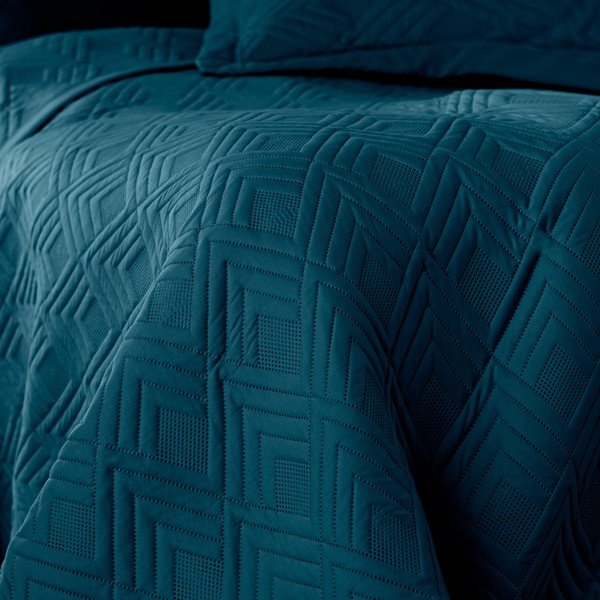 Zaļganzils mikrošķiedras stepēts gultas pārklājs 220x240 cm Ophelia – Restilo-image-2