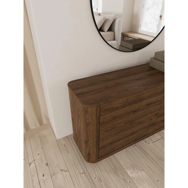 Tumša dabīga toņa kumode ar ozolkoka imitāciju 160x75x40 cm Atmore – Actona-image-1