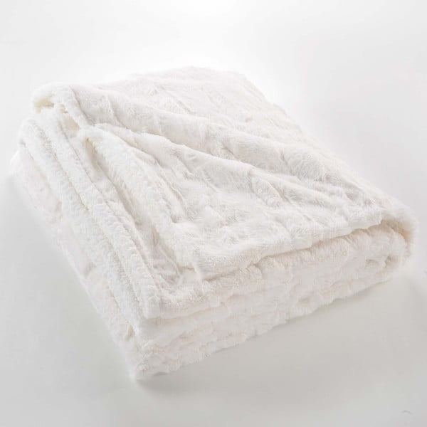 Krēmkrāsas mikroplīša pleds 180x220 cm Foxy – douceur d'intérieur