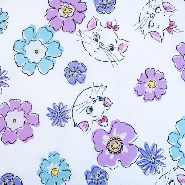 Balta vienguļamā kokvilnas bērnu gultas veļa 140x200 cm Marie Cat "Floral" – Jerry Fabrics-image-4