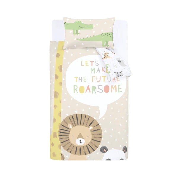 Gaiši brūna vienguļamā bērnu gultas veļa 135x200 cm Roarsome Animals – Catherine Lansfield