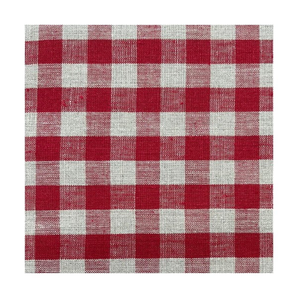 Sarkans apaļš lina paklājs zem eglītes ø 125 cm Red Gingham – Linen Tales-image-1