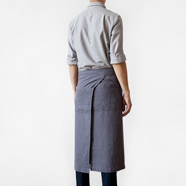 Tumši pelēks lina priekšauts Linen Tales Garcon, garums 76 cm-image-1