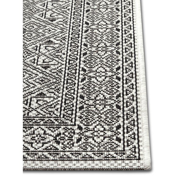 Melns un bēšs āra paklājs NORTHRUGS Cuadrado, 70 x 140 cm-image-2