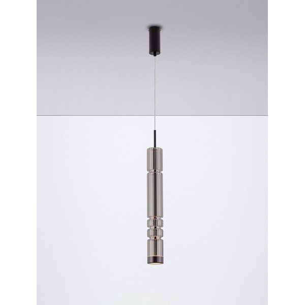 Pelēka stikla LED piekaramā lampa ø 8 cm Bento – Nova Luce-image-4