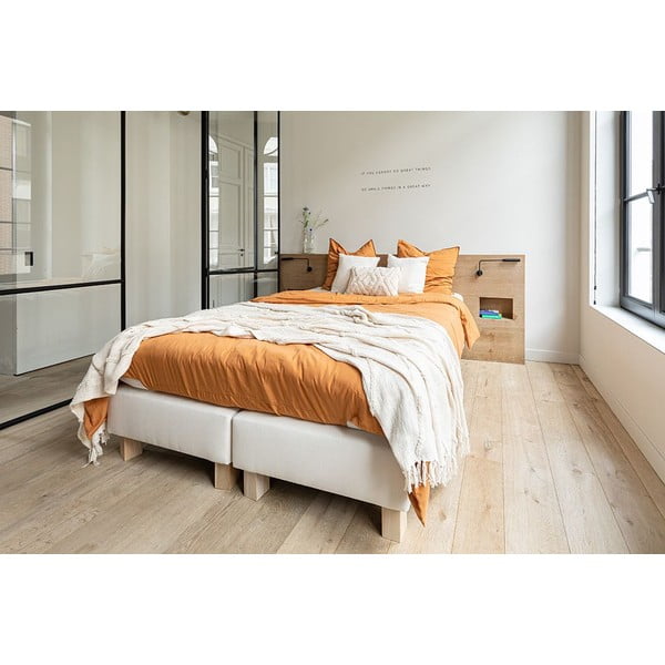 Krēmkrāsas kokvilnas pārklājs divguļamai gultai 250x260 cm Sahara – Tiseco Home Studio-image-1