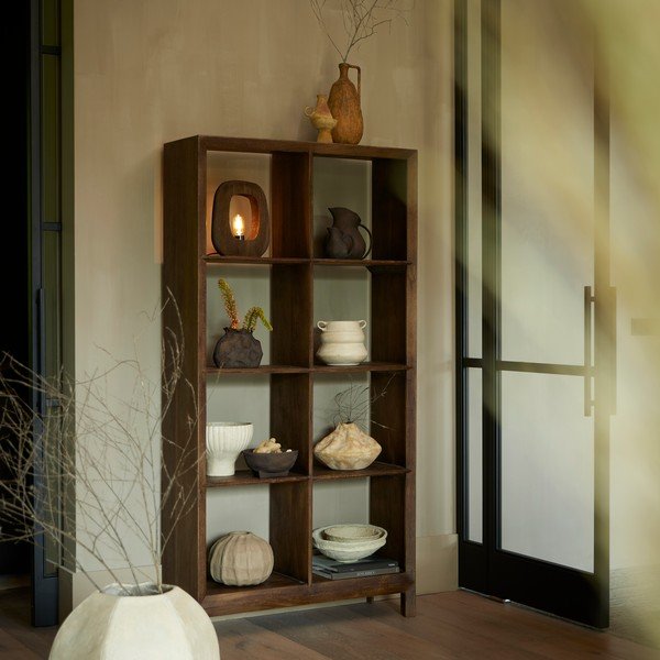 Dabīga toņa mango masīvkoka grāmatplaukts 95x190 cm Sondrio – Light & Living-image-1