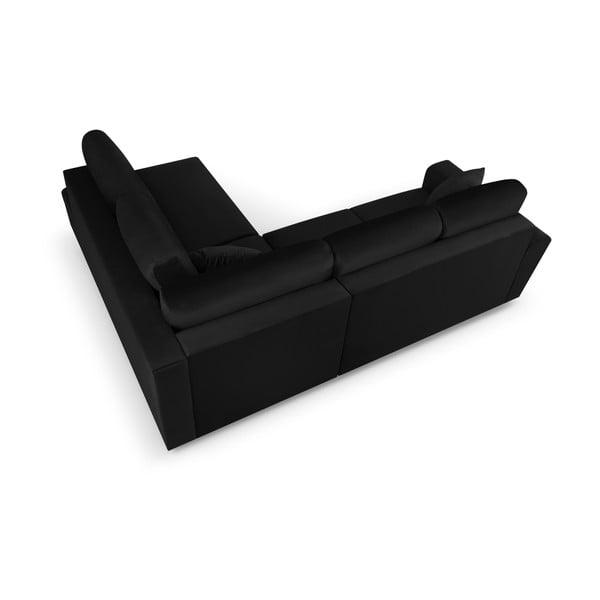 Melns samta salokāms stūra dīvāns ar uzglabāšanas vietu (ar labo stūri/L veida) Kyoto – Cosmopolitan Design-image-4