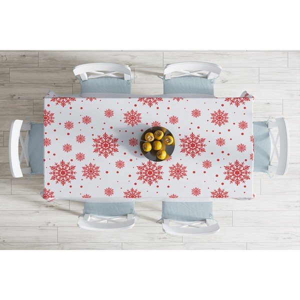 Ziemassvētku galdauts ar kokvilnas maisījumu Minimalist Cushion Covers Red Snowflakes, 140 x 180 cm -image-1