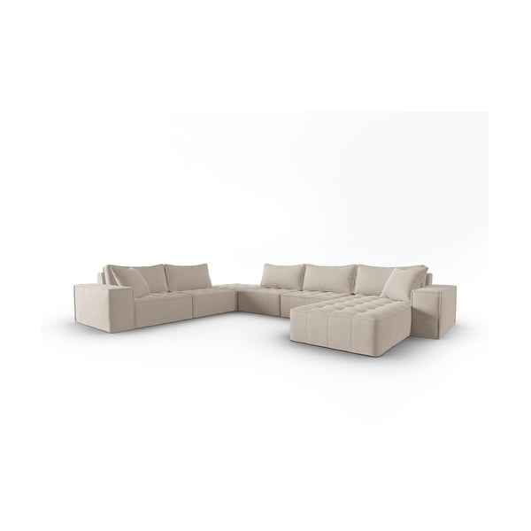 Bēšs stūra dīvāns (ar kreiso stūri/U veida) Mike – Micadoni Home