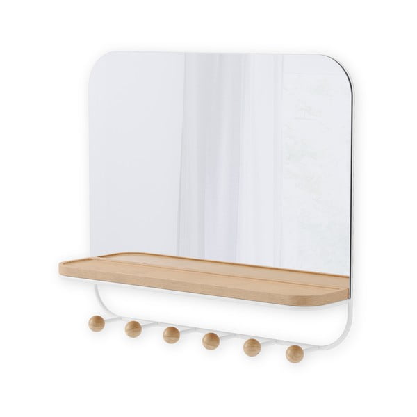 Balts/dabīga toņa sienas pakaramais ar plauktu no dižskābarža Estique – Umbra-image-3