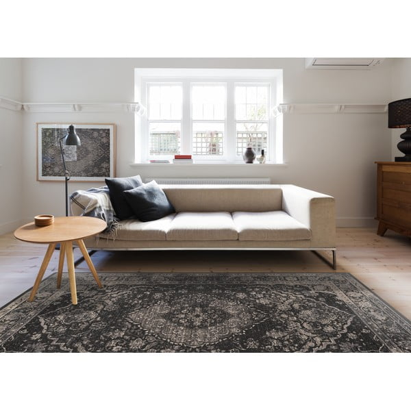 Tumši pelēks vilnas paklājs 100x180 cm Zana – Agnella-image-1