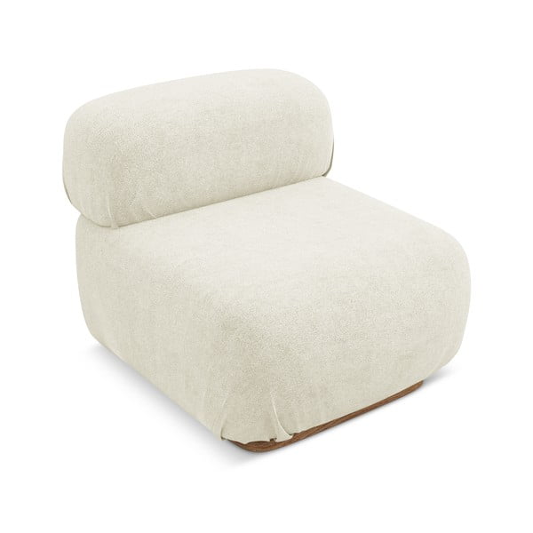 Krēmkrāsas modulārā dīvāna daļa no buklē auduma Ailani – Makamii-image-1