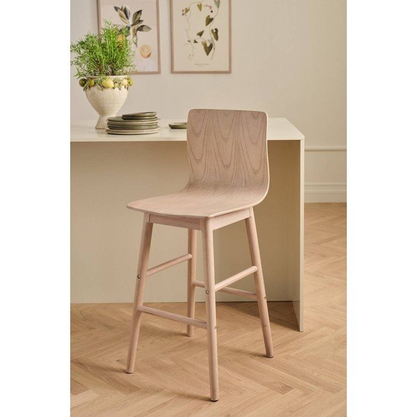 Dabīga toņa gumijkoka masīvkoka bāra krēsls (sēdekļa augstums 68 cm) Svensen – Ellos Home-image-1