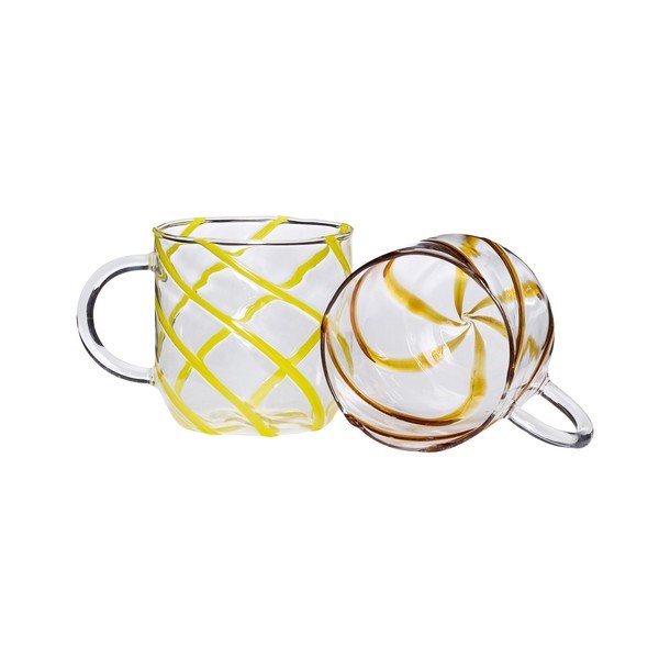Dzeltenas krūzes (2 gab.) no borsilikāta stikla 450 ml Kiosk – Hübsch-image-3