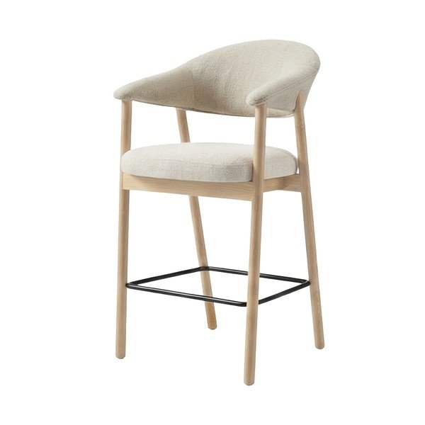 Krēmkrāsas/dabīga toņa polsterēts bāra krēsls ar roku balstiem (sēdekļa augstums 67 cm) Elk – Unique Furniture