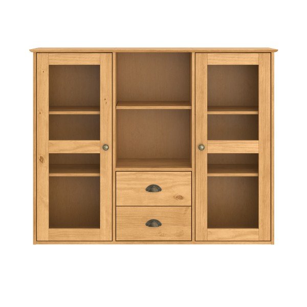 Gaiša dabīga toņa priedes masīvkoka vitrīna 127x100x30 cm Edith – Støraa