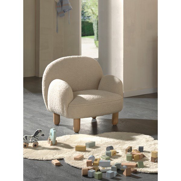 Bēšs bērnu atpūtas krēsls no buklē auduma Rocky – Vipack-image-1