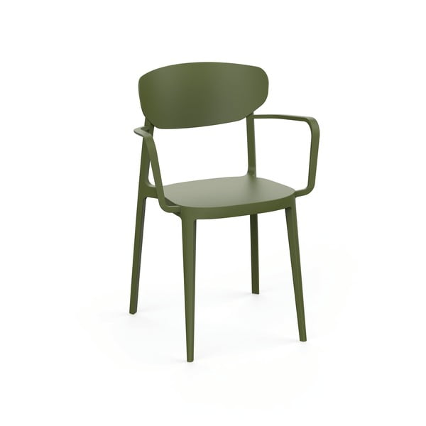 Tumši zaļš plastmasas dārza krēsls Mare – Rojaplast