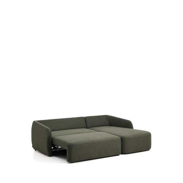 Tumši zaļš salokāms stūra dīvāns no šenila auduma (ar labo stūri/ar zvilni) Laira – Kave Home-image-3