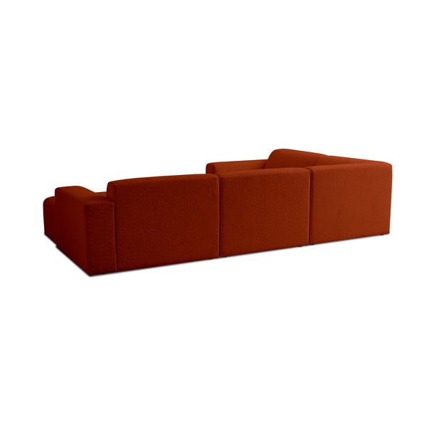 Ķieģeļu sarkans stūra dīvāns no buklē auduma (U veida) Roxy – Scandic-image-2