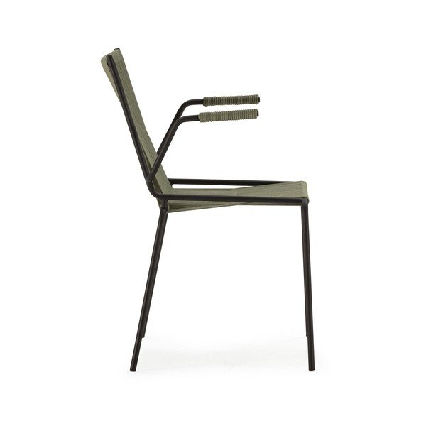 Zaļi metāla pusdienu krēsli ar roku balstiem/saliekami vieni uz otra (2 gab.) Emily – Marckeric-image-4