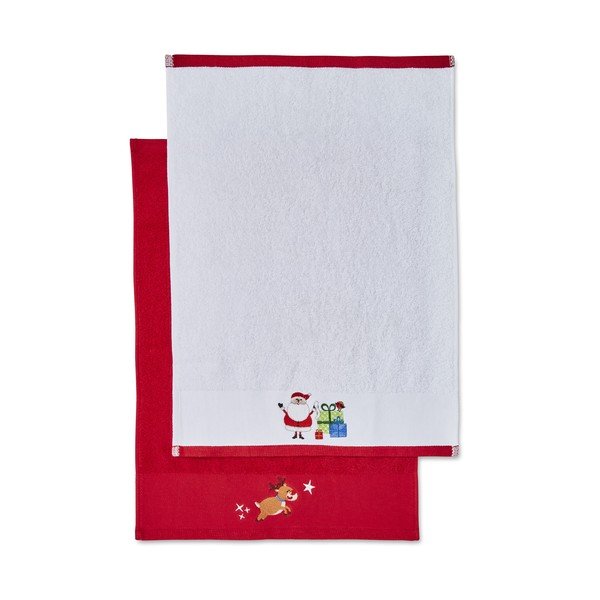 Sarkani/balti kokvilnas dvieļi (2 gab.) 40x60 cm Santa's Reindeers – Catherine Lansfield