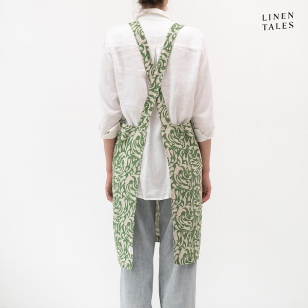 Lina priekšauts Evergreen Damask – Linen Tales-image-1