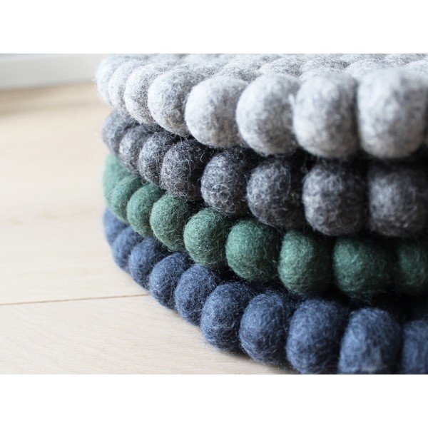 Tumši zils vilnas bumbiņu paliktnis krēslam Wooldot Ball Chair Pad, ⌀ 30 cm-image-2