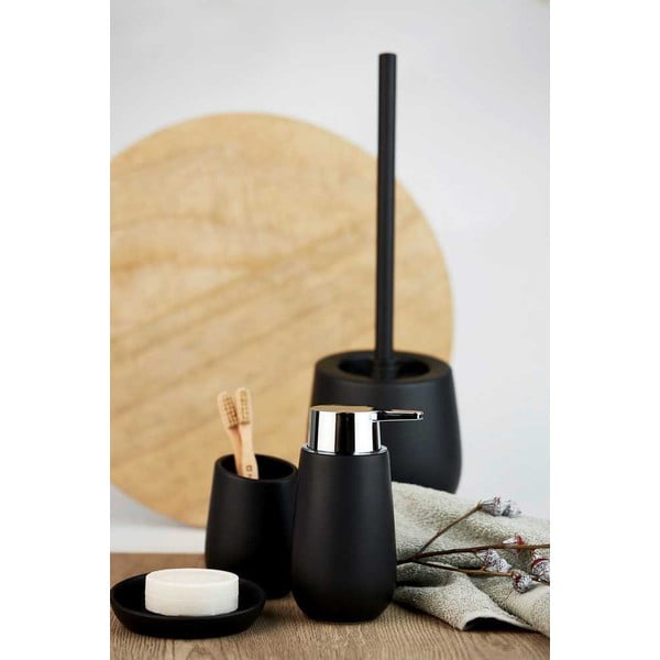 Matēti melna keramikas tualetes birste Badi – Wenko-image-2