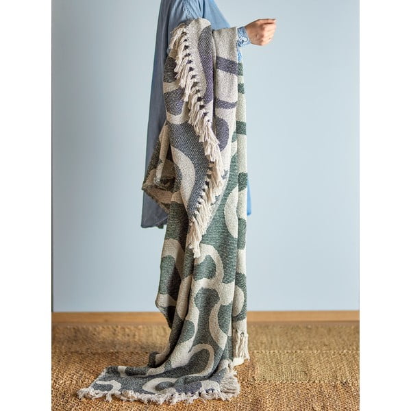 Melns/bēšs pleds no pārstrādātas kokvilnas 130x160 cm Salobre – Bloomingville-image-1