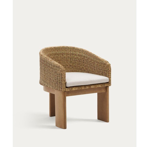 Dabīga toņa polsterēts/rotangpalmas dārza krēsls Xoriguer – Kave Home-image-4