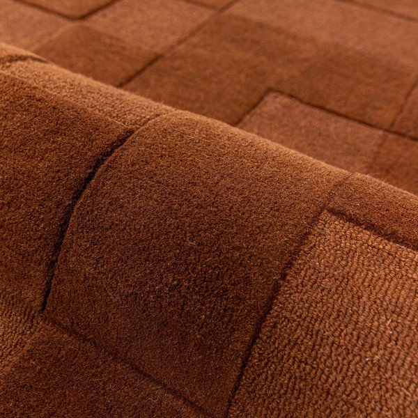 Terakotas oranžs ar rokām darināts vilnas paklājs 120x170 cm Checkerboard – Flair Rugs-image-4
