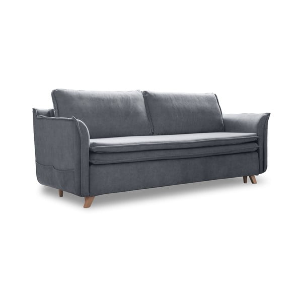 Pelēks samta salokāms dīvāns 225 cm Charming Charlie – Miuform