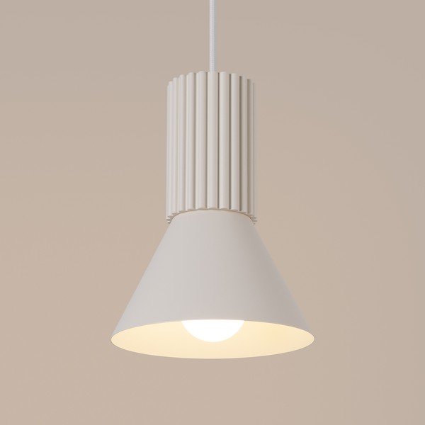 Bēša metāla piekaramā lampa ø 14 cm Niru – Sollux-image-2
