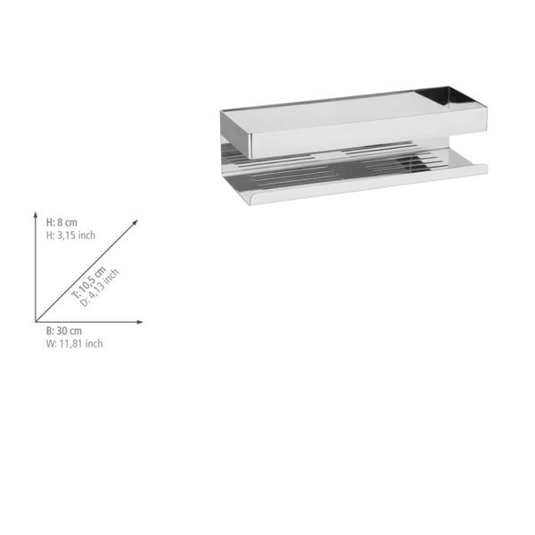 Spīdīgas sudraba krāsas nerūsējošā tērauda pašlīmējošs vannas istabas plaukts Genova – Wenko-image-2