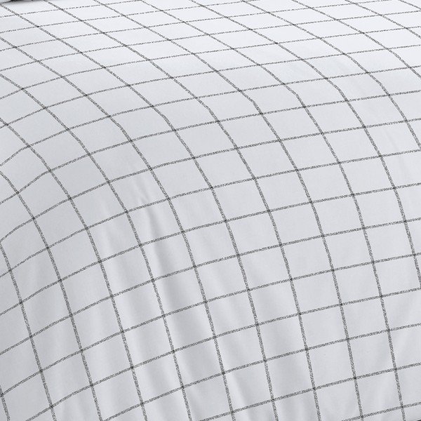 Balti pelēka gultas veļa 200x200 cm Bold Check – Cloudsoft-image-4