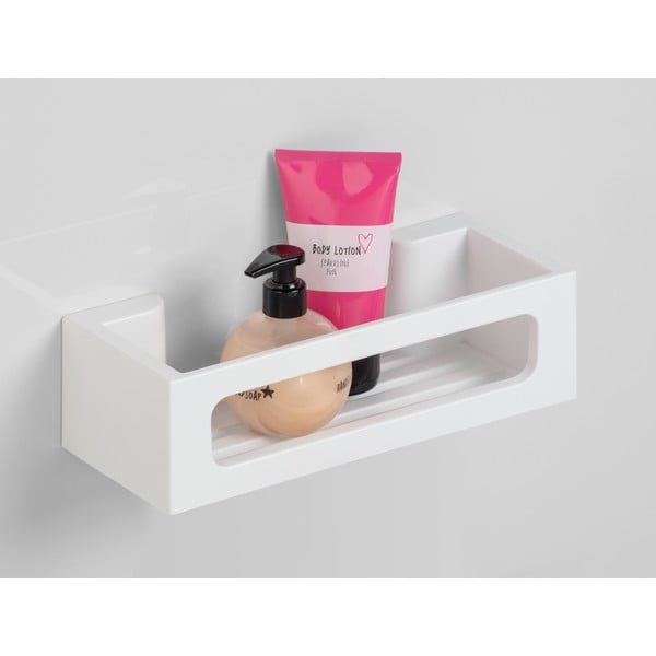 Matēti balts plastmasas vannas istabas plaukts ar uzstādīšanu bez urbšanas/ar Turbo-Loc stiprinājumu Bralia – Wenko-image-1