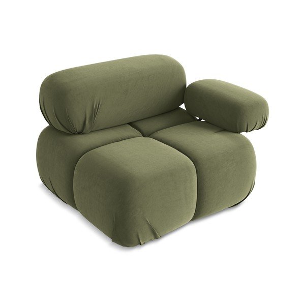 Gaiši zaļa samta modulārā dīvāna daļa (ar labo stūri) Lokua – Makamii-image-3