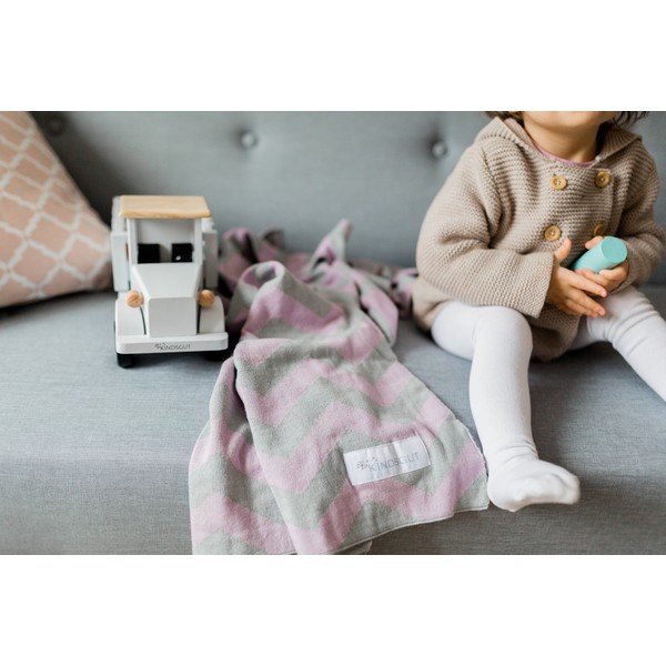 Rozā un pelēka kokvilnas bērnu sega Kindsgut Zigzag, 80 x 100 cm-image-4