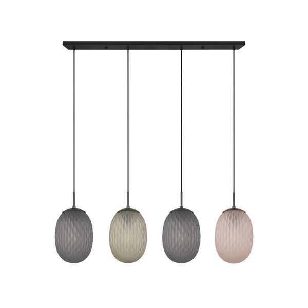 Matēti melna piekaramā lampa ar stikla abažūru Facette – Trio