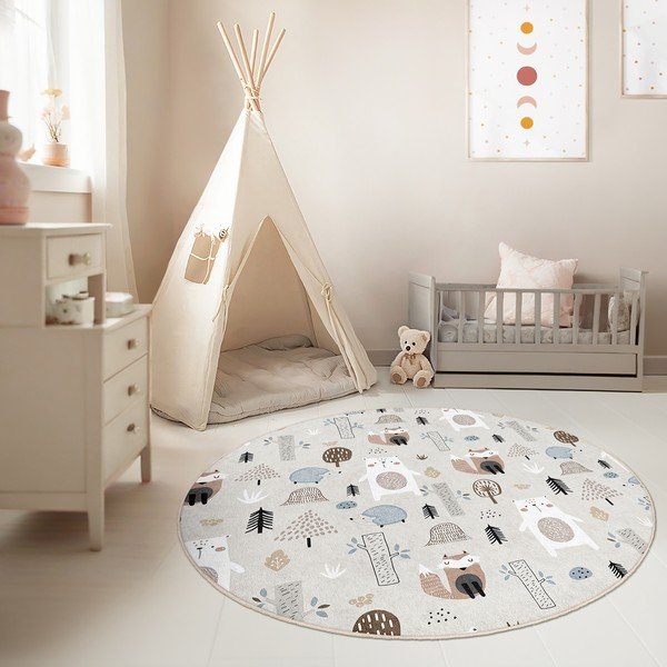 Mazgājams bērnu paklājs ø120 cm Forest Friends – Mila Home-image-1