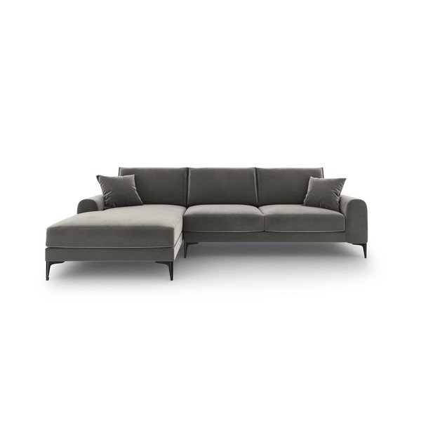 Gaiši pelēks samta stūra dīvāns Mazzini Sofas Madara, kreisais stūris-image-2