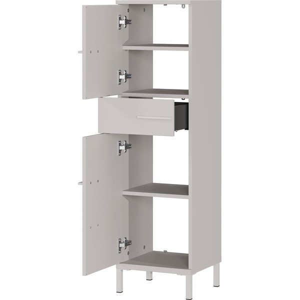 Krēmkrāsas matēts augsts/šaurs vannas istabas skapis 34x123 cm Laurino – Germania-image-2